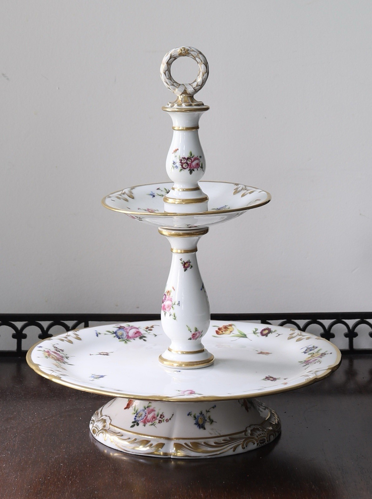 Mid 19th C Old Paris Porcelain Tiered Desert Stand