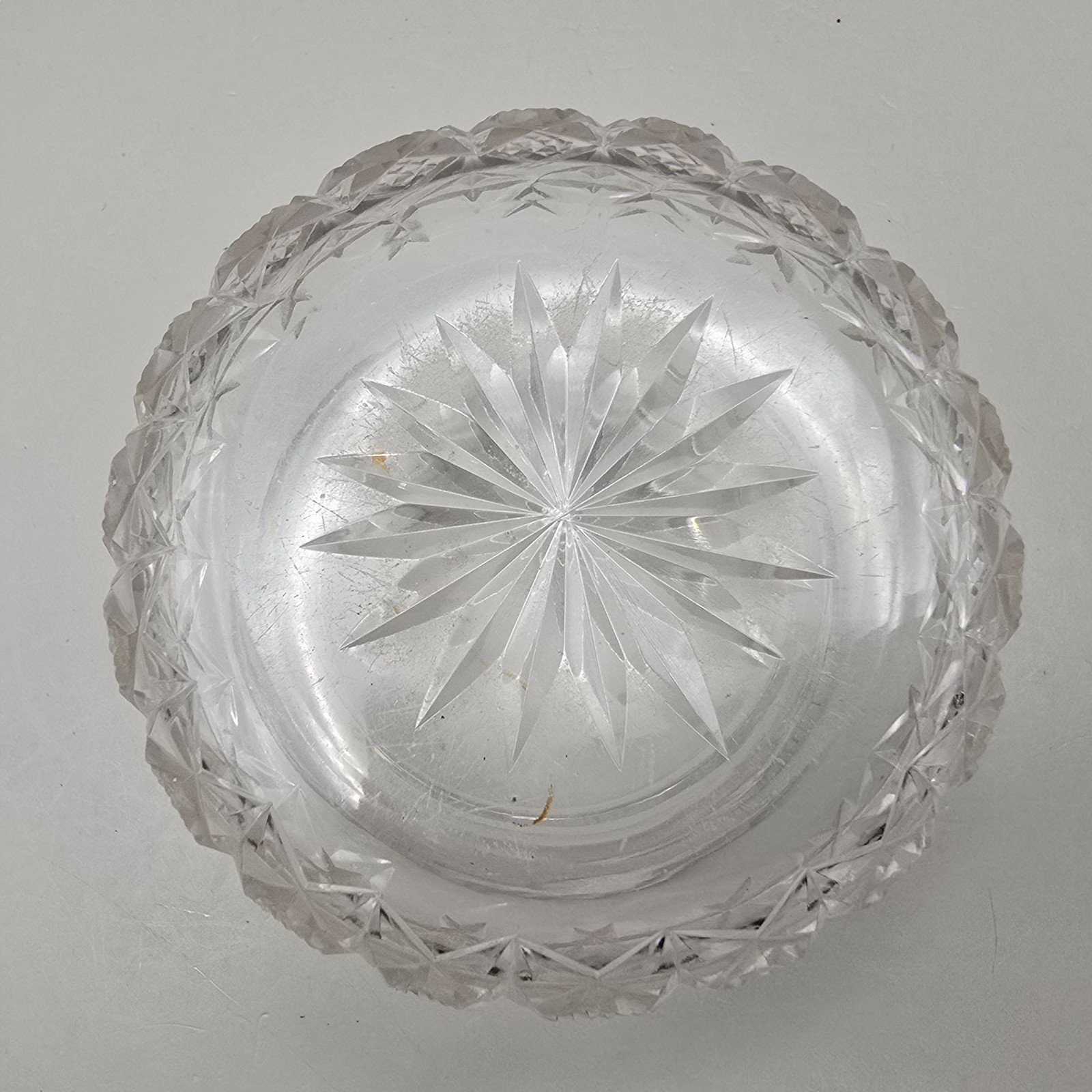 Antique Dressing Table Jar Cut Glass Silver Faux Tortoiseshell Lid GWL & Co 1922
