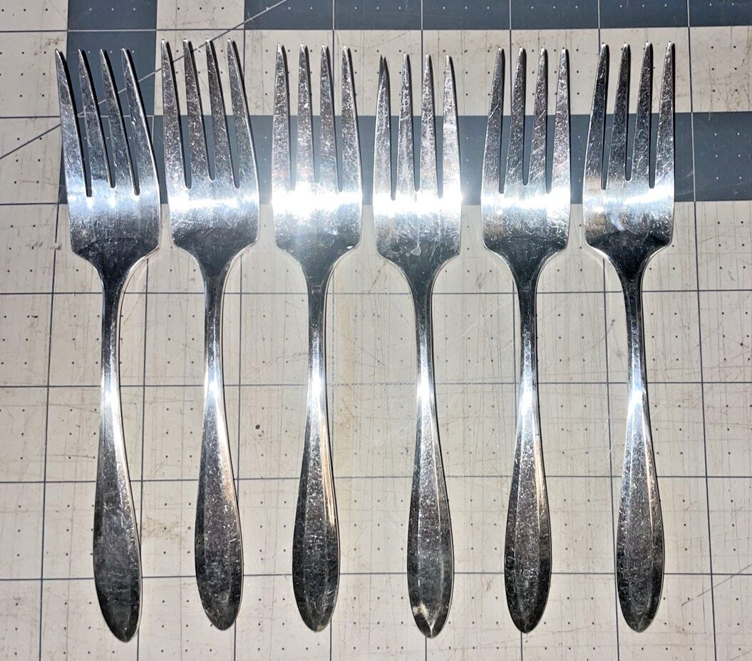 6 Community Plate 6″ Silverplate Salad Dessert Forks