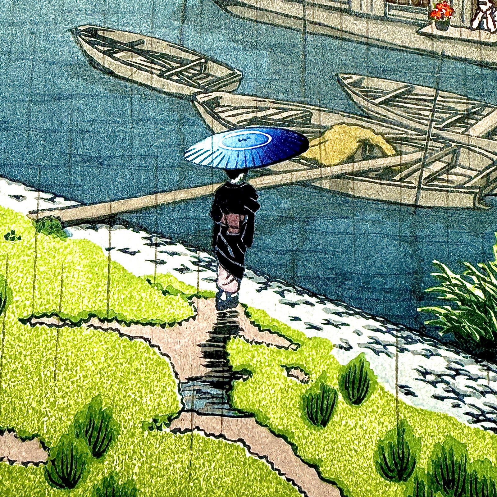 Kawase Hasui Woodblock Print: Continuous Early-Summer Rain Ukiyo-e Samidare