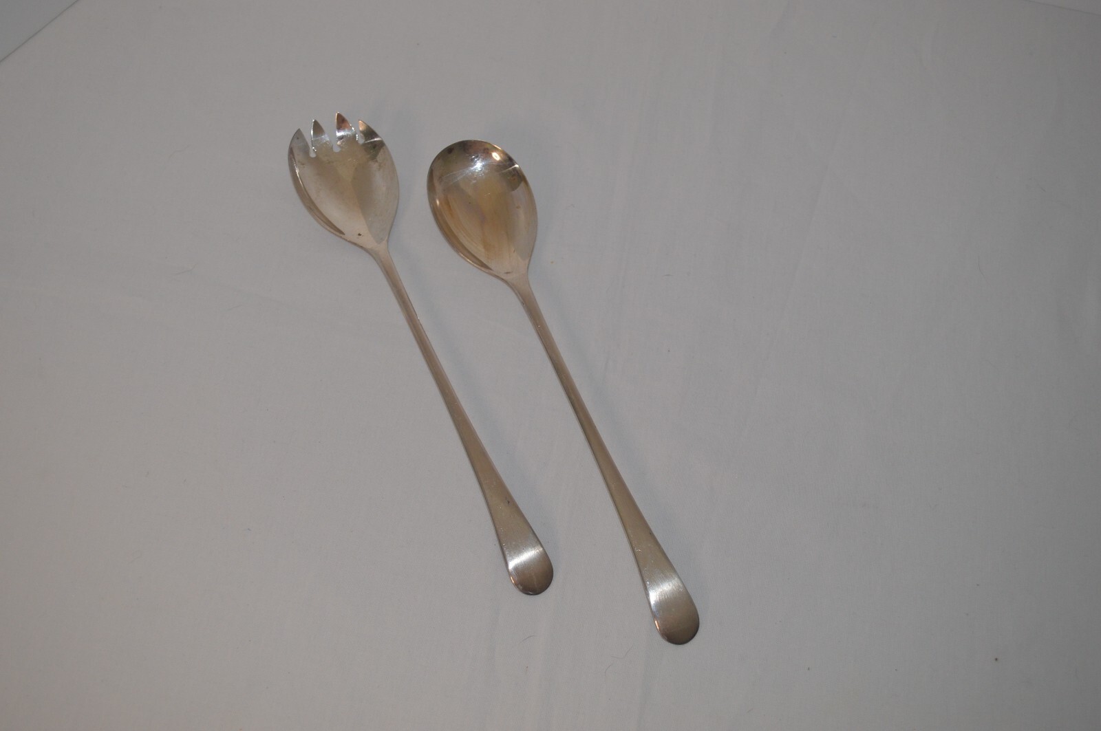 Set of 2 Vintage 9.5″ EPNS Silver Serving Spoon Spork *Made In England*