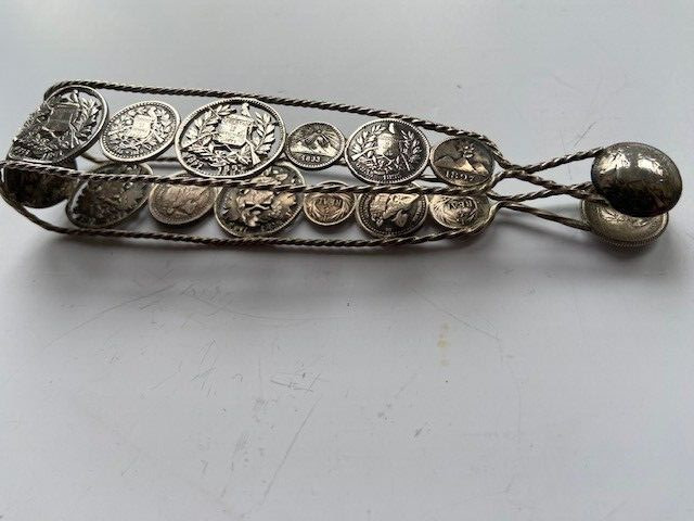15 SILVER Guatemala 19th Century COINS SUGAR NIPS RARE GUATEMALON TONGS Filigree
