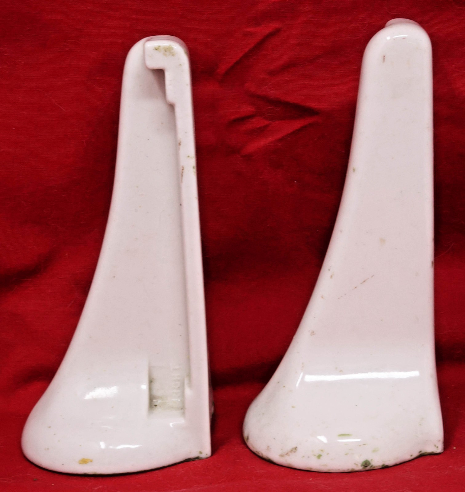 c.1910 Antique Vitreous Porcelain Shelf Brackets White Enamel Wall Mount Ceramic