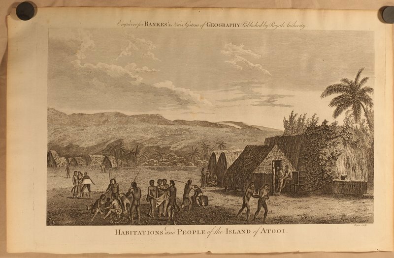 Capt Cook “Habitations and People of the Island of Atooi” c 1790