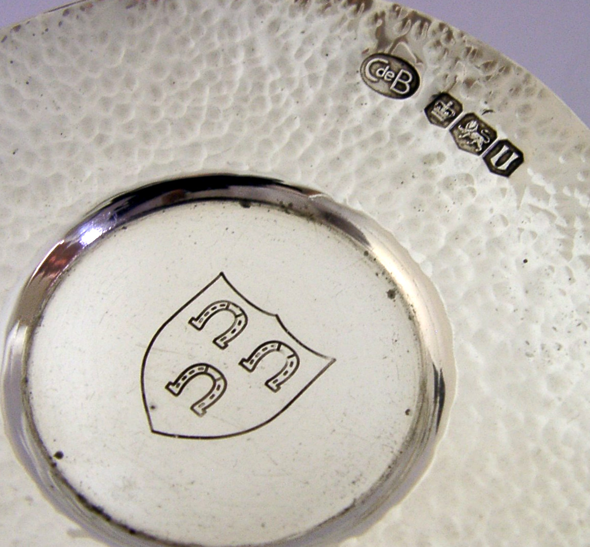 ARTS & CRAFTS STERLING SILVER DISH FARRIERS GUILD HORSE SHOES CHARLES DE BOER