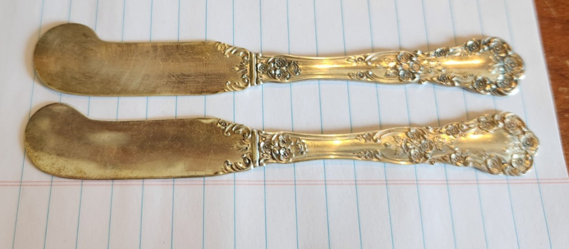 Antique Gorham Buttercup Sterling Silver Butter Spreaders (2) Lion Anchor G 55g