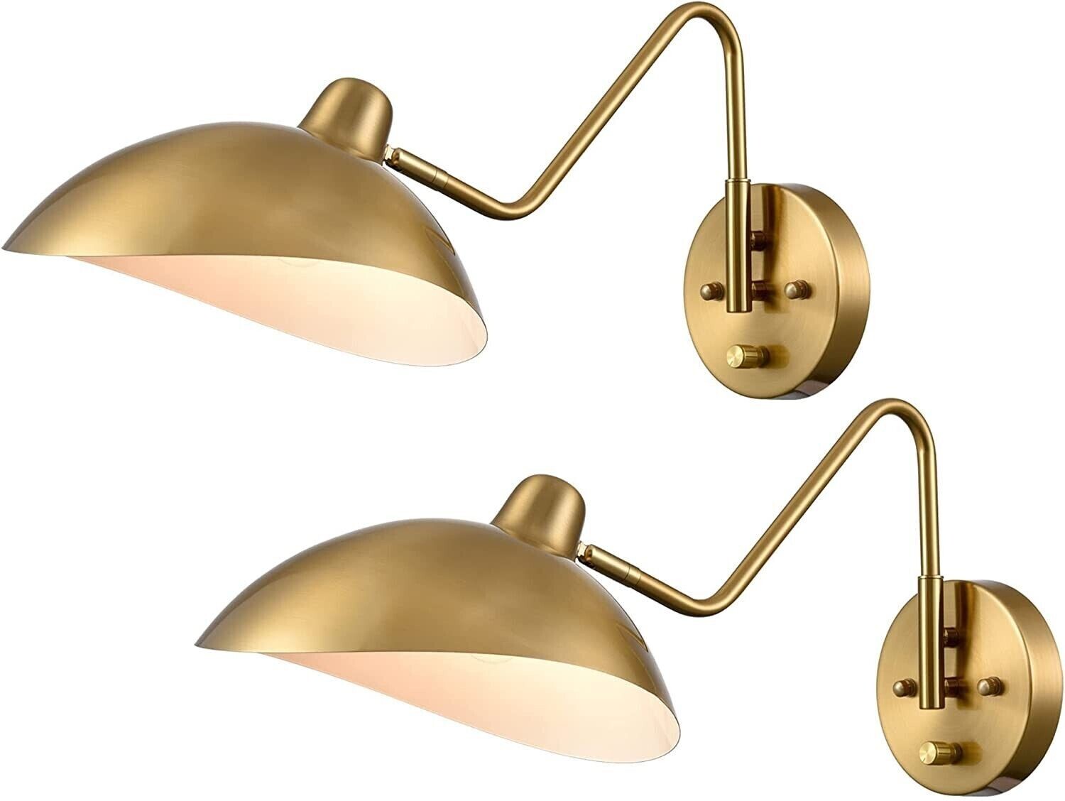 Antique Brass Swing Arm Wall Sconce Adjustable Arm For Bedside Corner