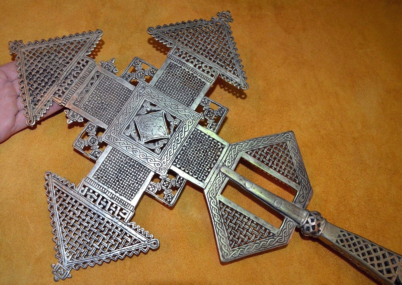 Large Handmade Ethiopian Orthodox Christian Processional Cross, Ethiopia Africa