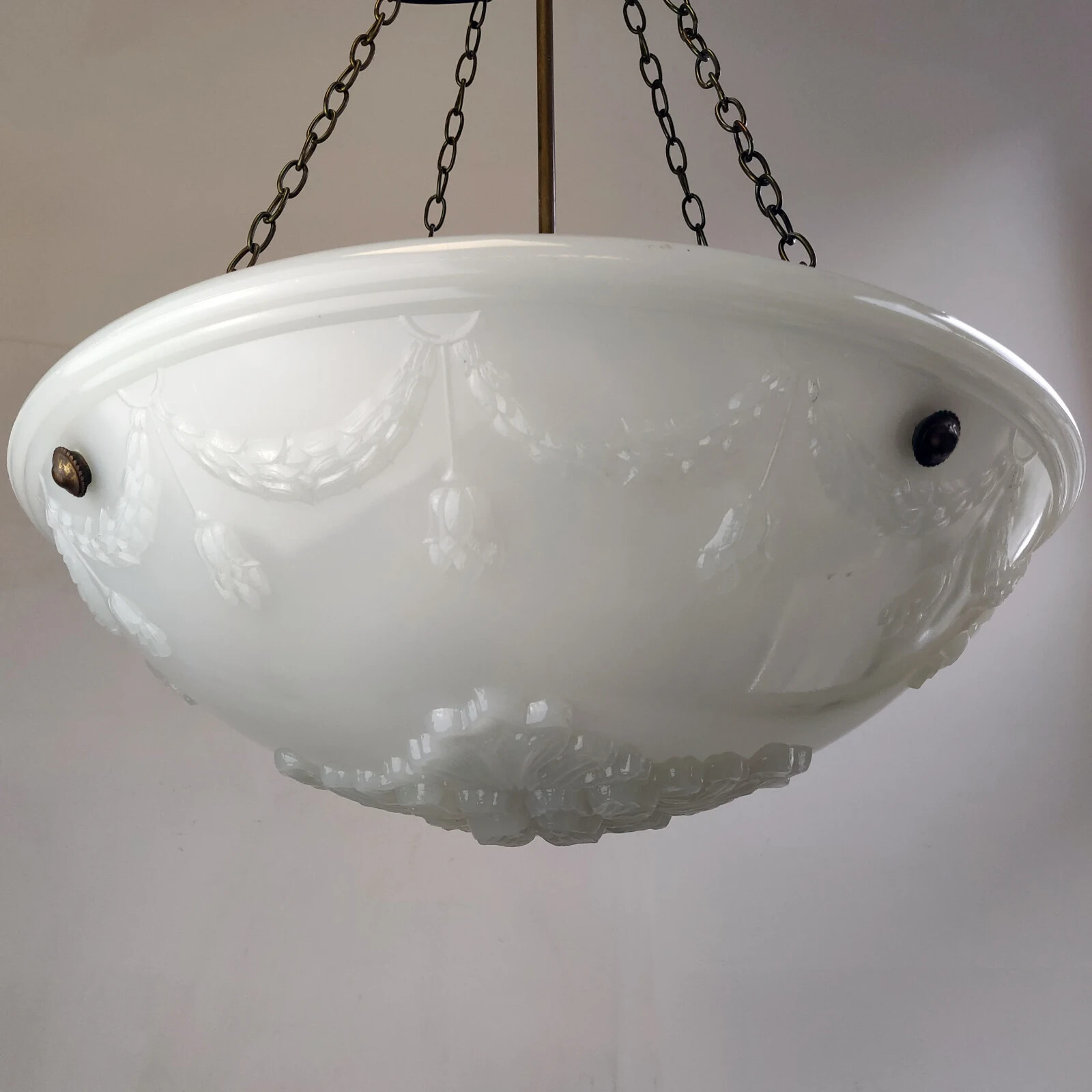 Jefferson Moonstone American Art Deco Plafonnier Ceiling Light