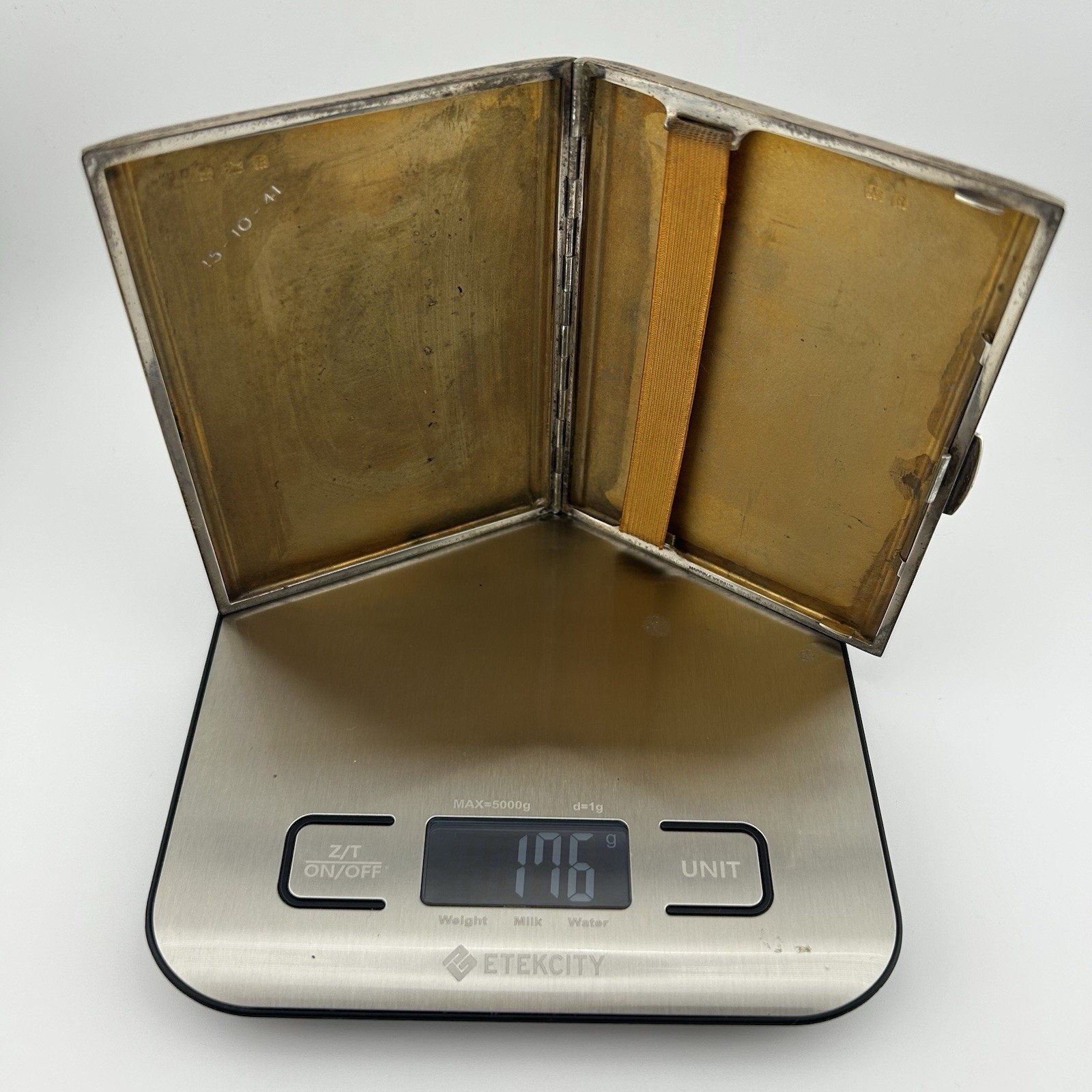 George VI Solid Sterling Silver Cigarette Case – Mappin & Webb – 1941 – 178g