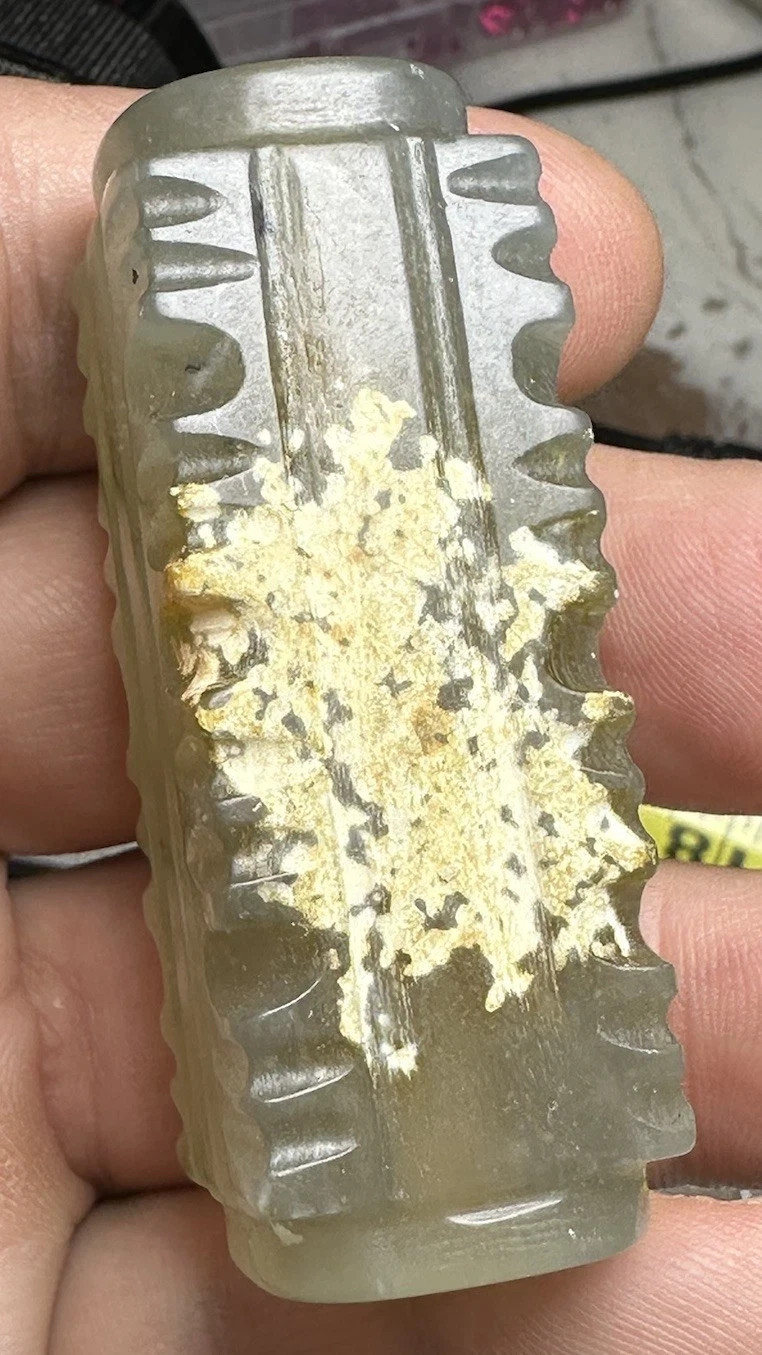 Estate Antique/ Vintage Chinese Jade Cong 64.7 Grams 59 X 22mm