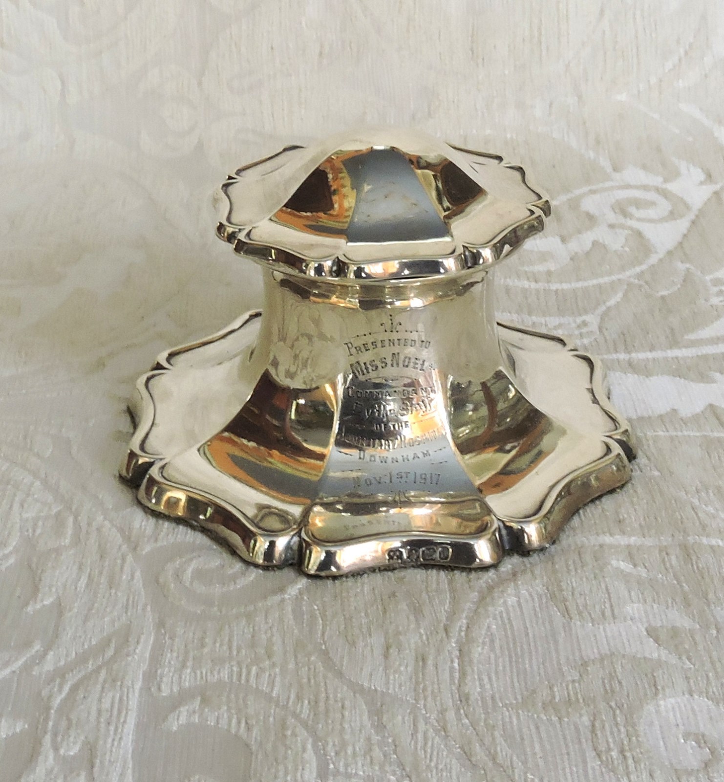Sterling Silver Desk Inkwell Martin Hall & Co Ltd Sheffield 1913 Calamaio Argent