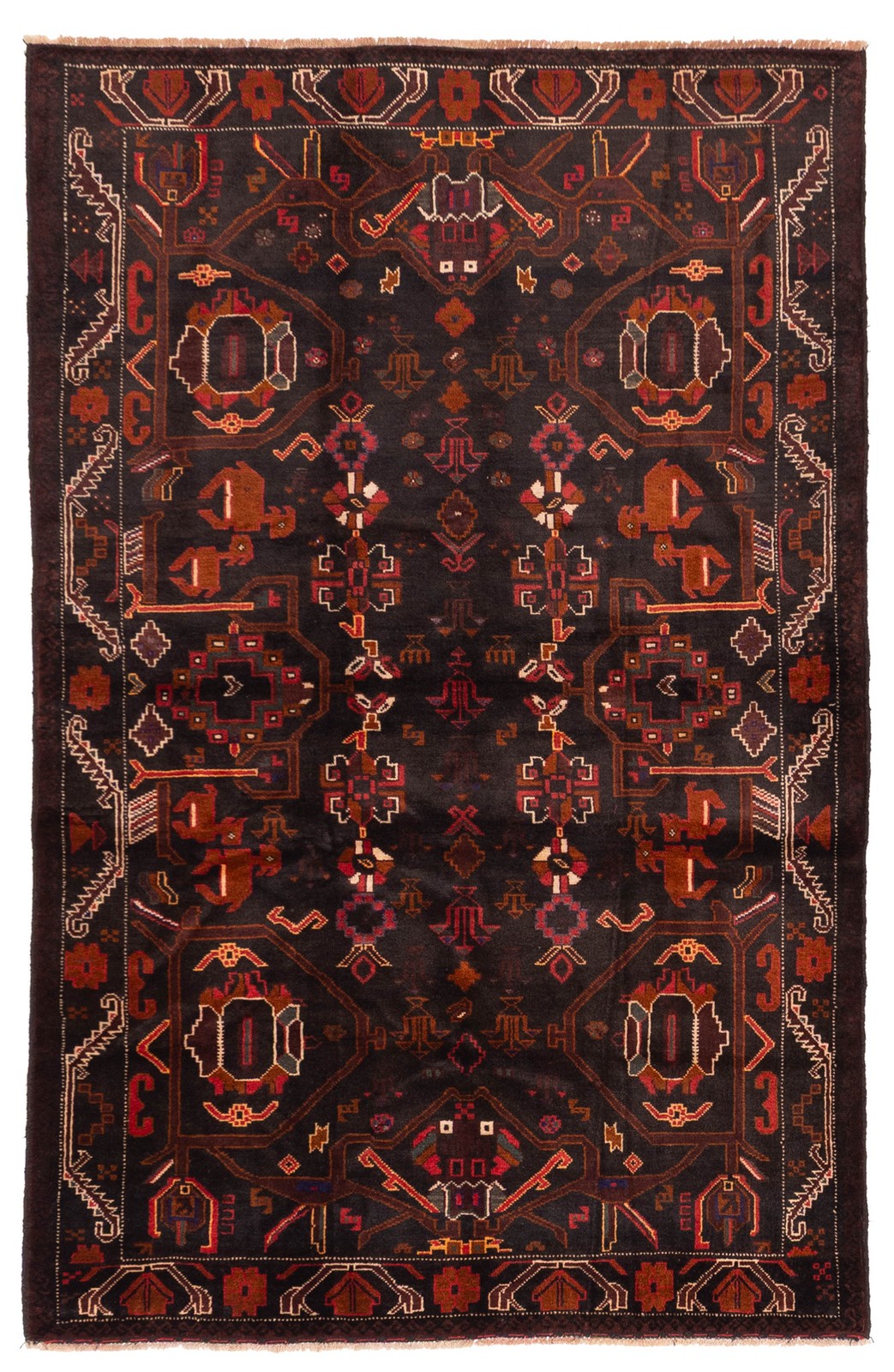 Vintage Hand-Knotted Carpet 4’0″ x 6’5″ Traditional Oriental Wool Area Rug