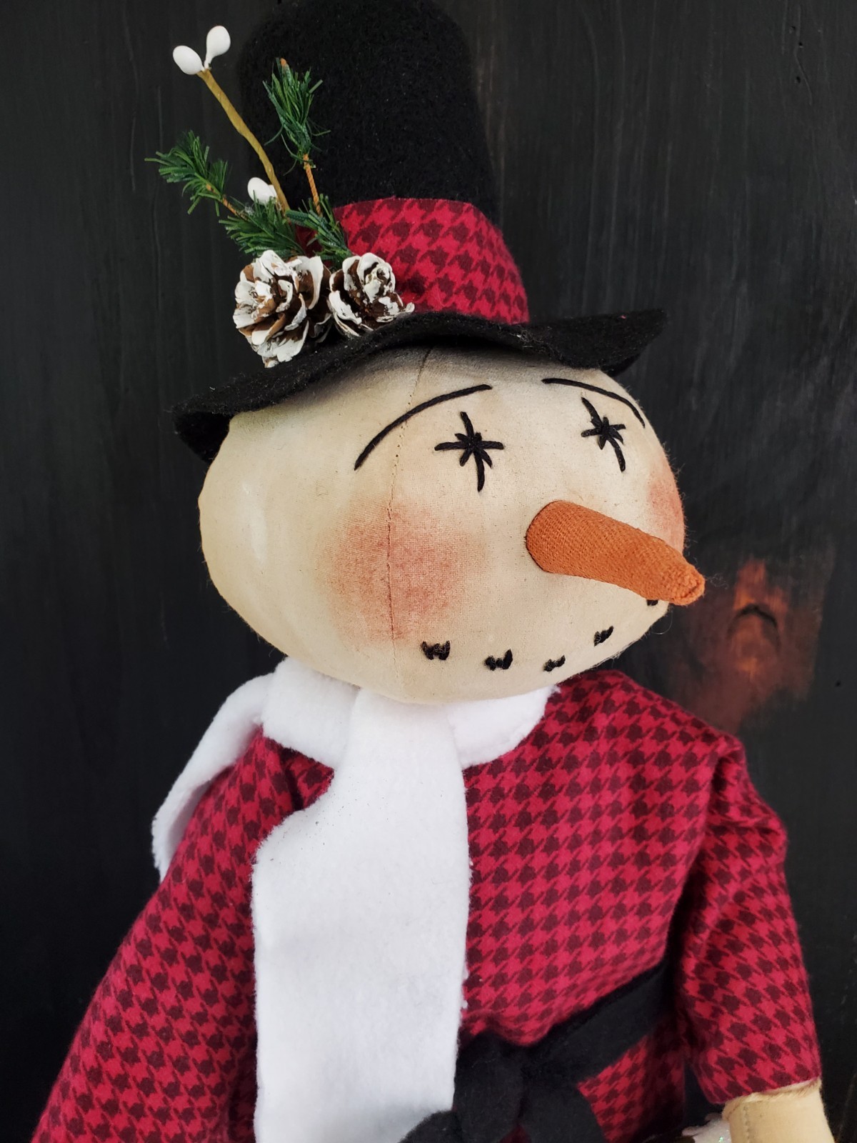 Primitive Christmas snowman doll, Christmas doll, Christmas snowman