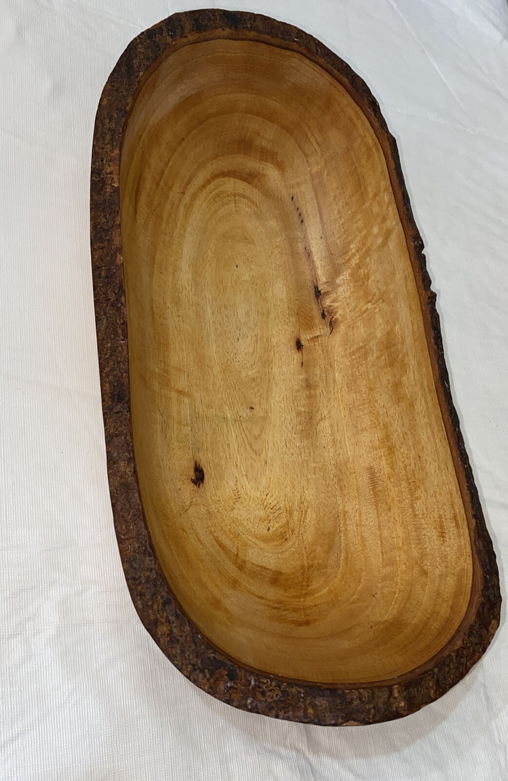 Rustic, Live Edge, Rectangle, Hand, Turned Wooden Bowl 15”L￼