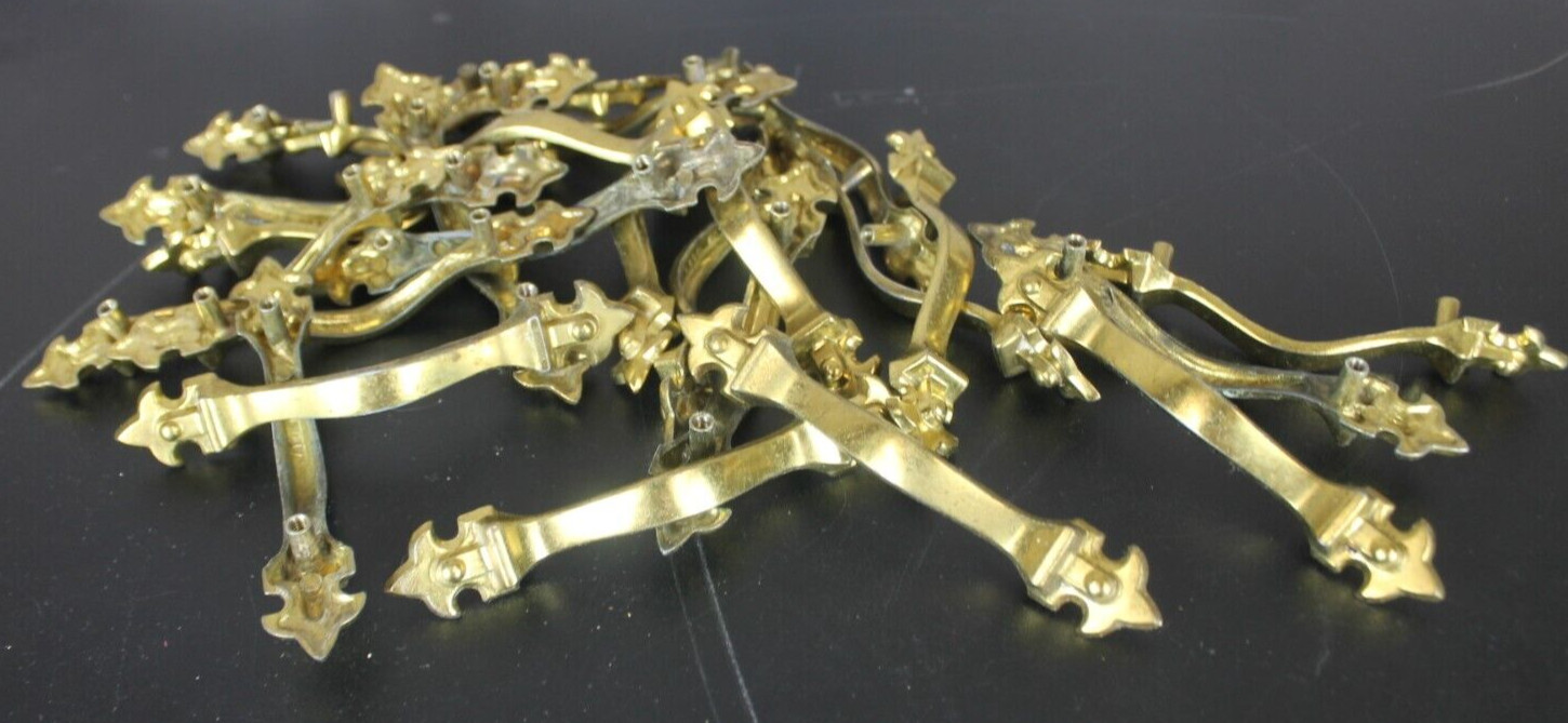 Set of 4 Gold Brass Metal Art Deco Drawer/Cabinet Pulls Handles Vintage