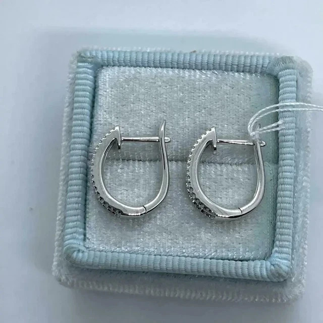 2Ct Lab Created Round Cut Diamond Huggie Hoop Earrings 14K White Gold Over