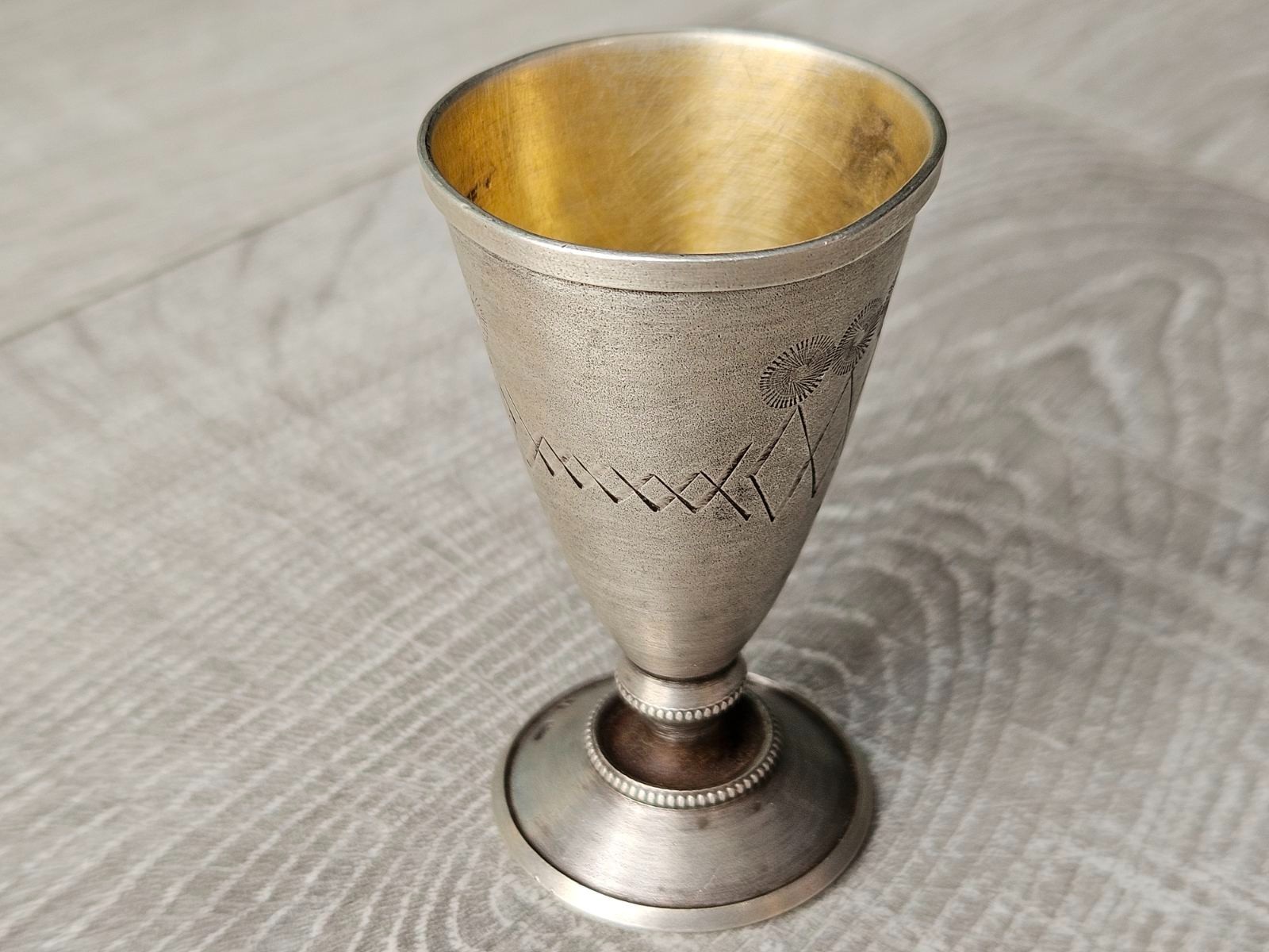 Vintage 910 Silver Shot Glass Gilt Interior Russian Soviet Vodka Cup 34.1g