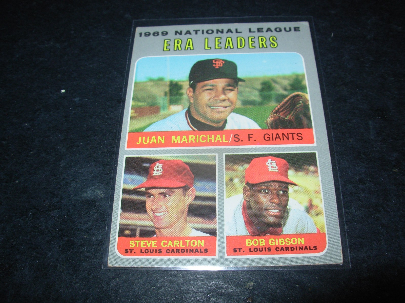 1970 Topps Baseball #67-1969 NL ERA Leaders-Marichal, Carlton, Gibson