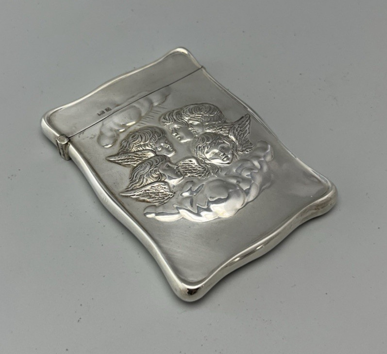 Edwardian Reynolds Angels Silver Card Case JD & CO Birmingham 1903 84g AHLZX