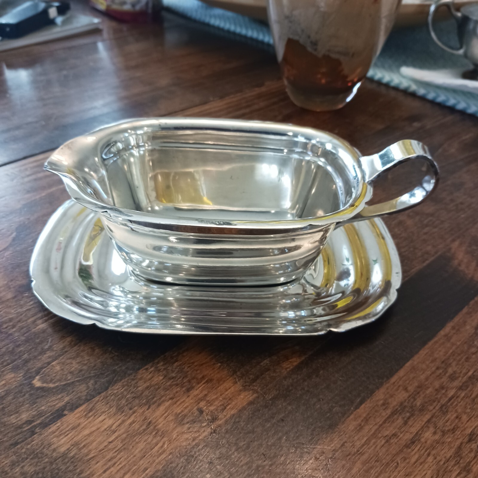 VTG Reed And Barton Silver Plate 5000 Gravy Boat and Tray Pre 1950s
