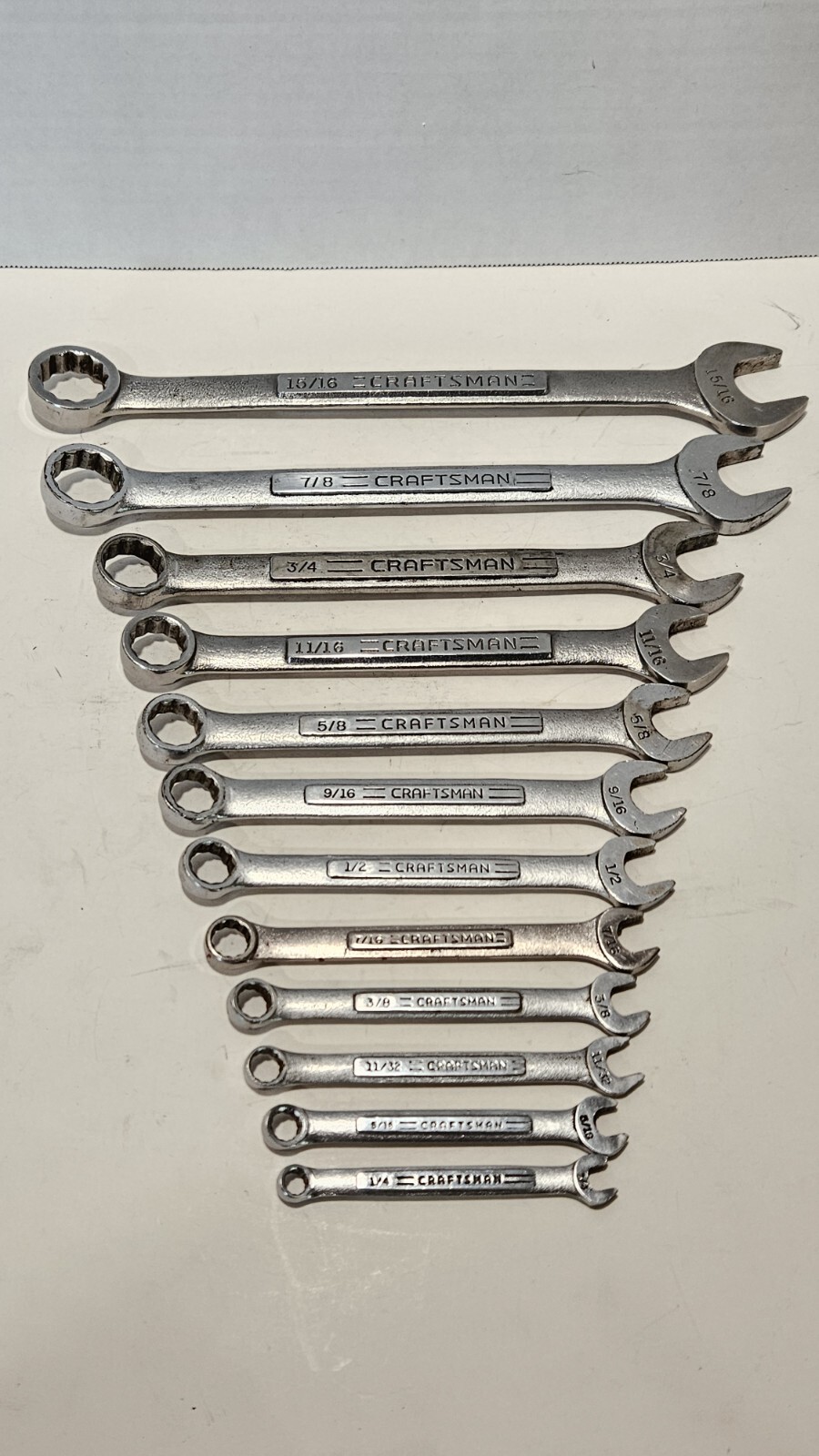 Vtg. Craftsman Combo Wrench Lot of 12 V/VV/VA Series 1/4″ to 15/16″ 12 Pt.