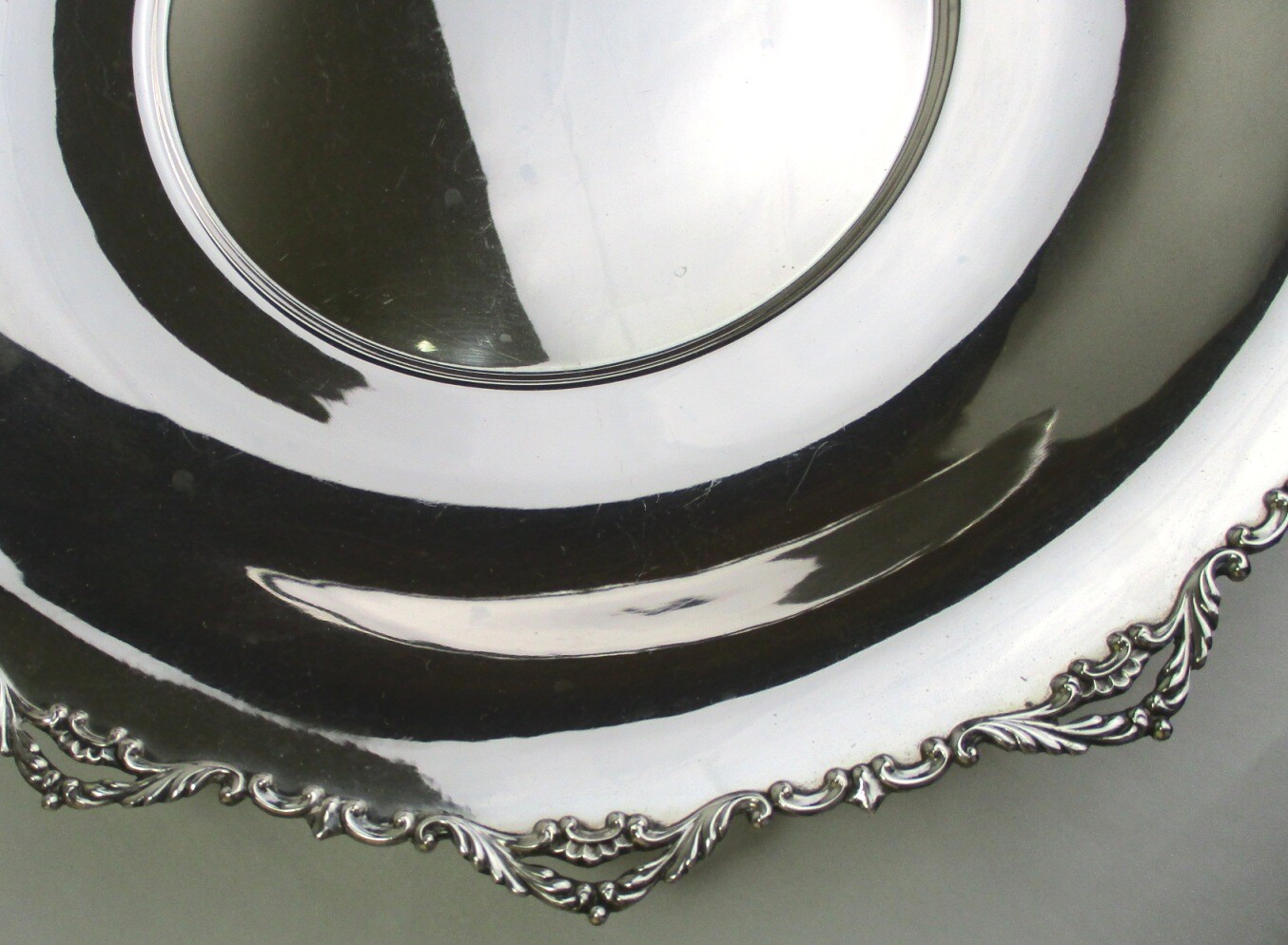 Footed fruit bowl 800 solid silver post WWII Italian 13.5″ with opulent detail