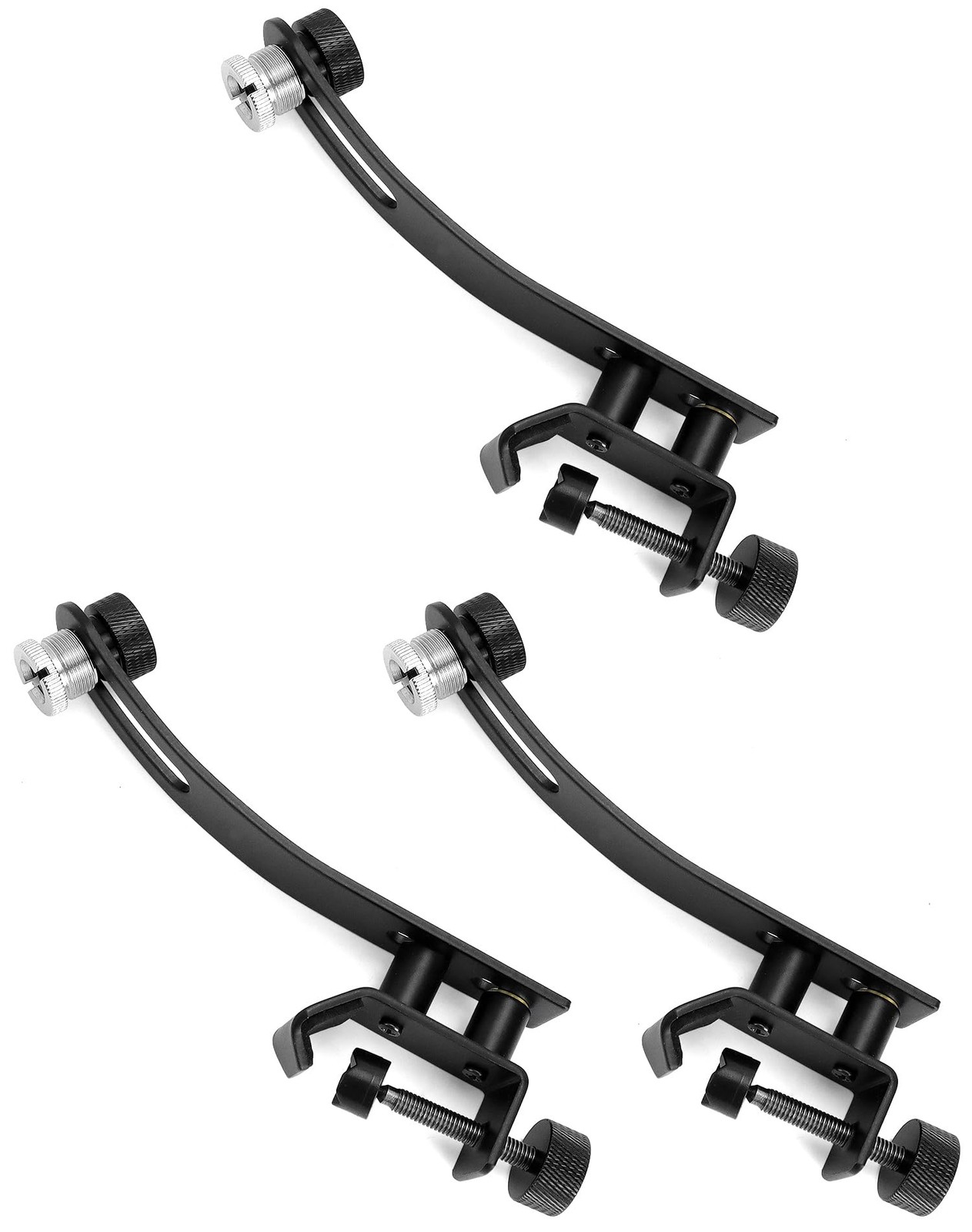 Qwork Drum Microphone Shockproof Clip 3 Pcs Metal Mic Set Clamp Adjustable