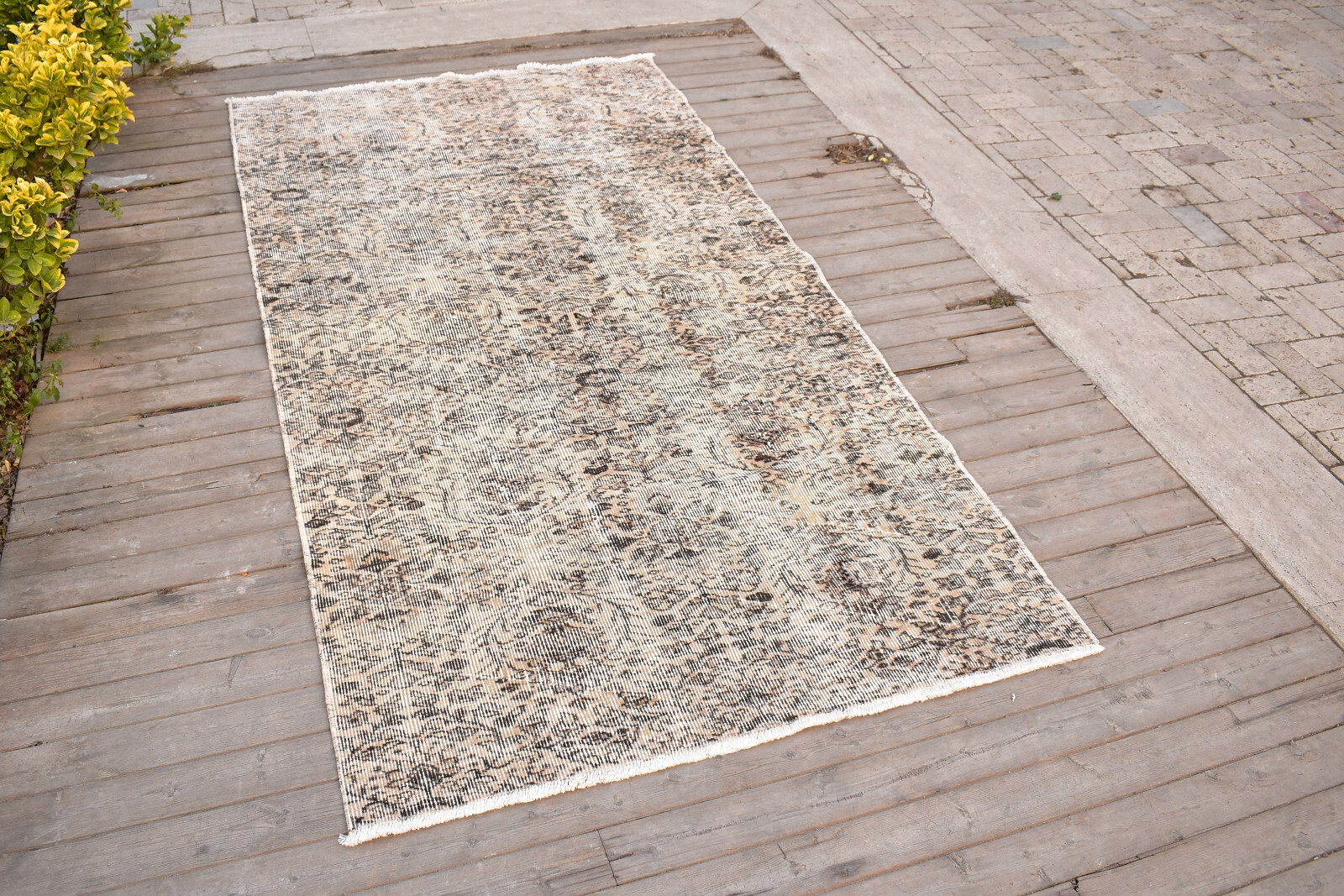 Turkish Oushak Rug 125x237cm Vintage Faded Color Oriental Floral Design Rug 4×7