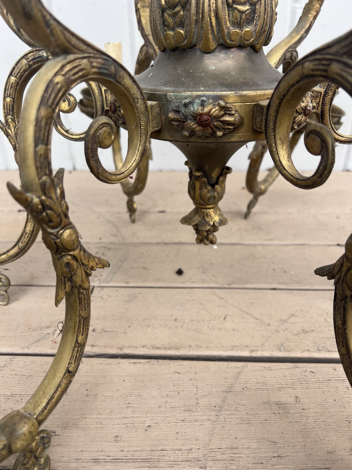 Vintage brass Large chandelier light Hollywood Regency Castle Victorian Spanish