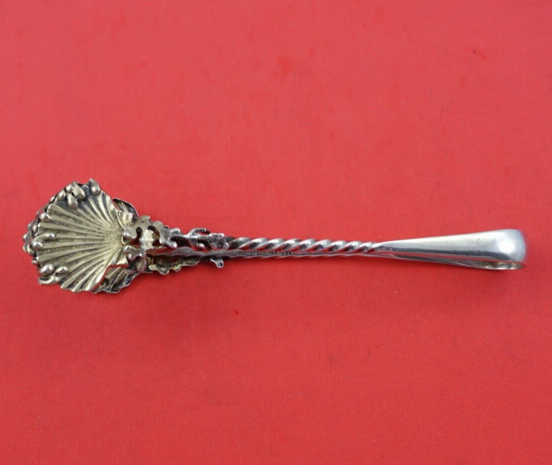 Shiebler Sterling Silver Oyster Tong GW Applied Shells Seaweed Circa 1890 5 1/2″