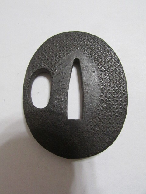 Japanese Wakizashi Iron Tsuba Signed Mei Edo Period Antique Aizu