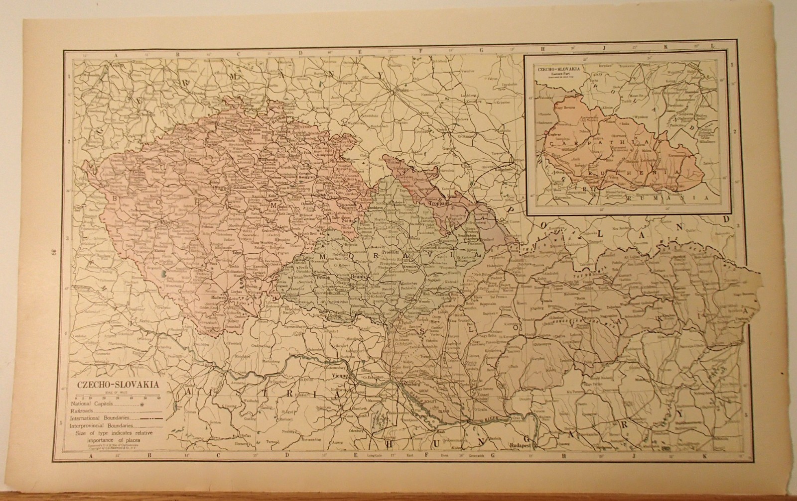 1932 Hammond World Atlas Map Iran Persia Afghanistan Baluchistan 25 x 20