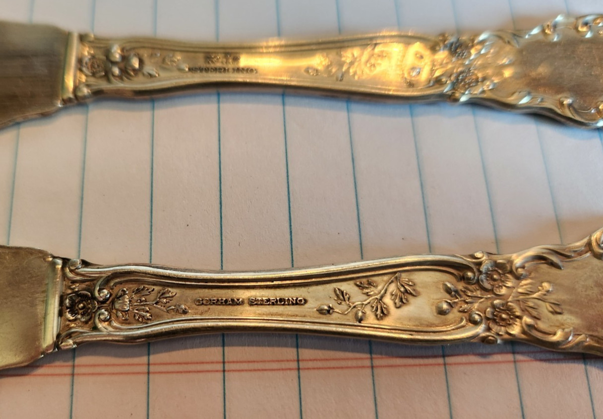 Antique Gorham Buttercup Sterling Silver Butter Spreaders (2) Lion Anchor G 55g