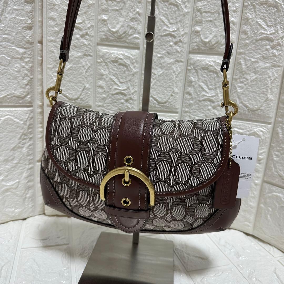 COACH CJ814 Soho Bag Signature Jacquard Maple Brown Shoulder Handbag NWT #ZJ