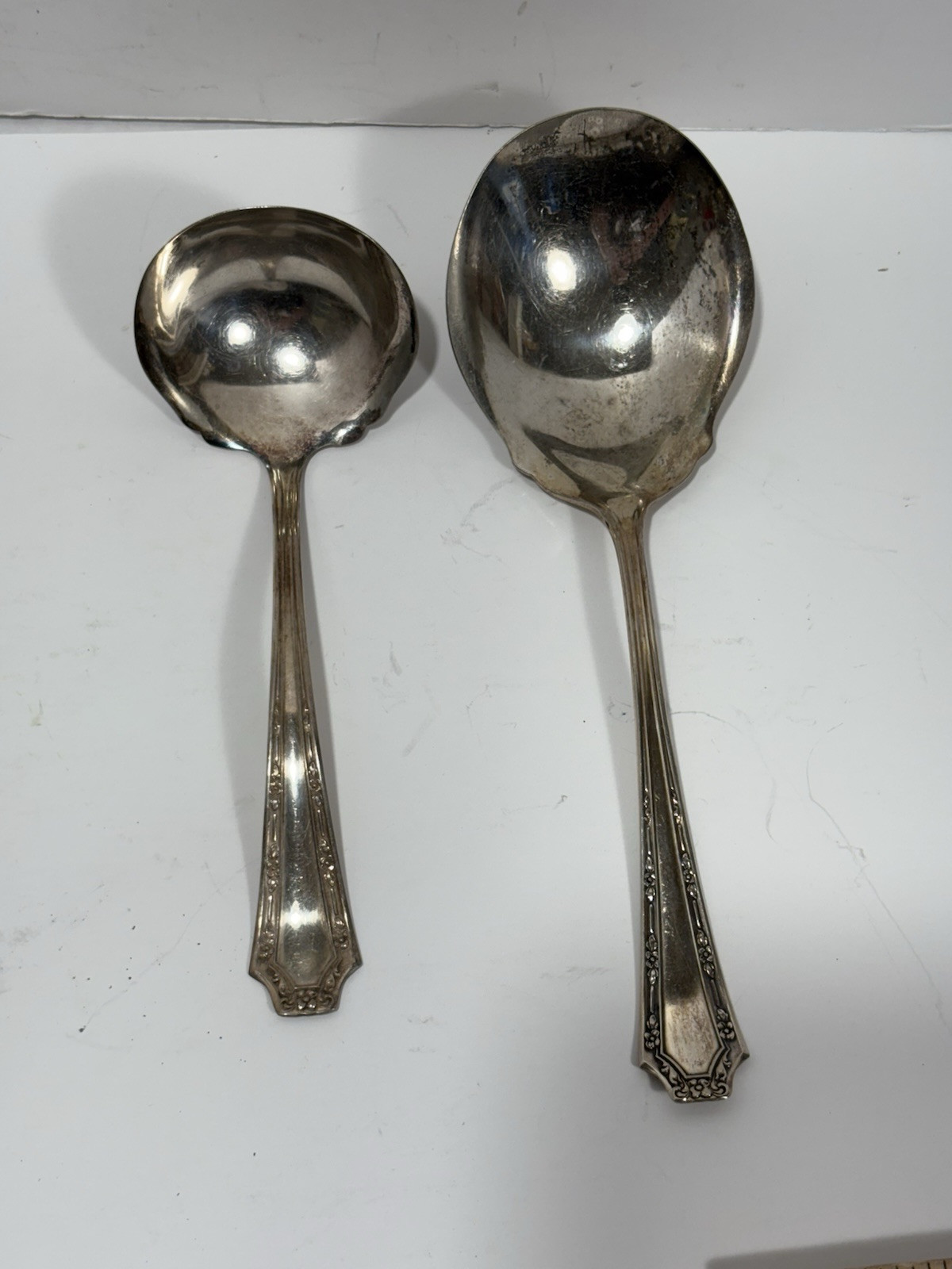 Ser Of 2 Fairfield Gravy Ladle + Saucer Spoon Silver Plated Serving Vintage