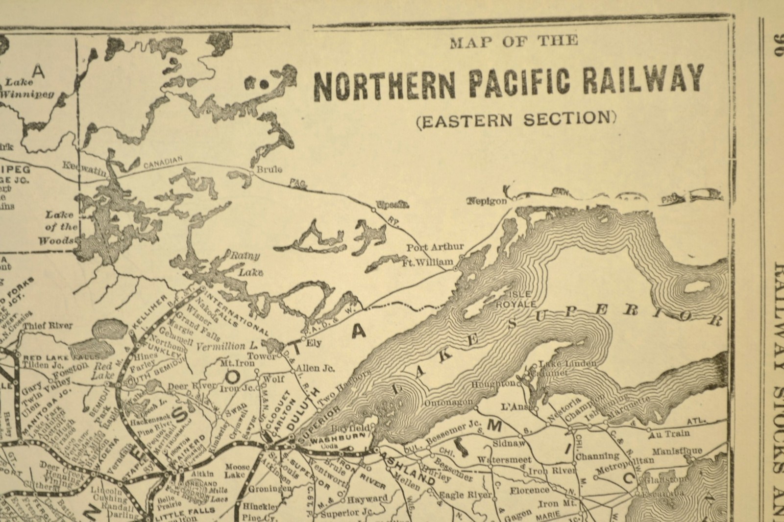 Vintage Northern Pacific Railway Map NP Railroad Eastern Part Original Antique