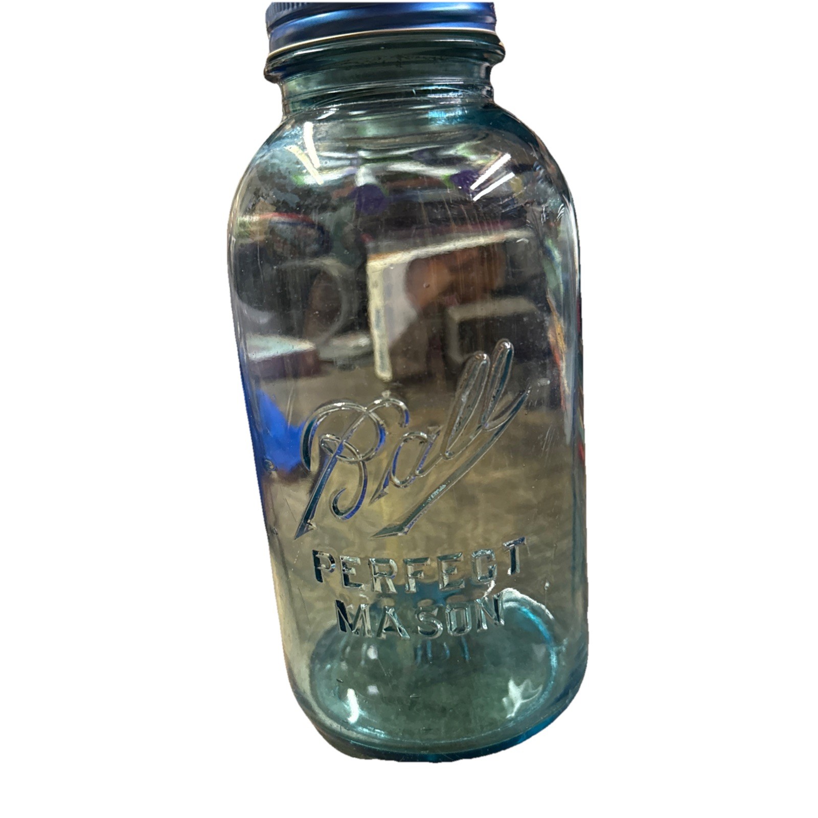 Vintage Blue Ball Perfect Mason 1/2 Gallon Jar with Zinc Lid #5
