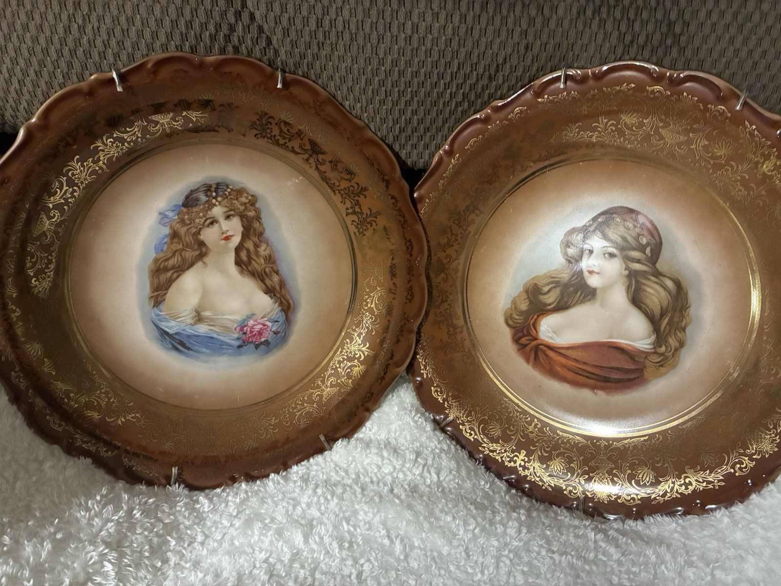 Set of 2 Vintage Schumann Arzberg Bavaria Victorian Ladies Servers