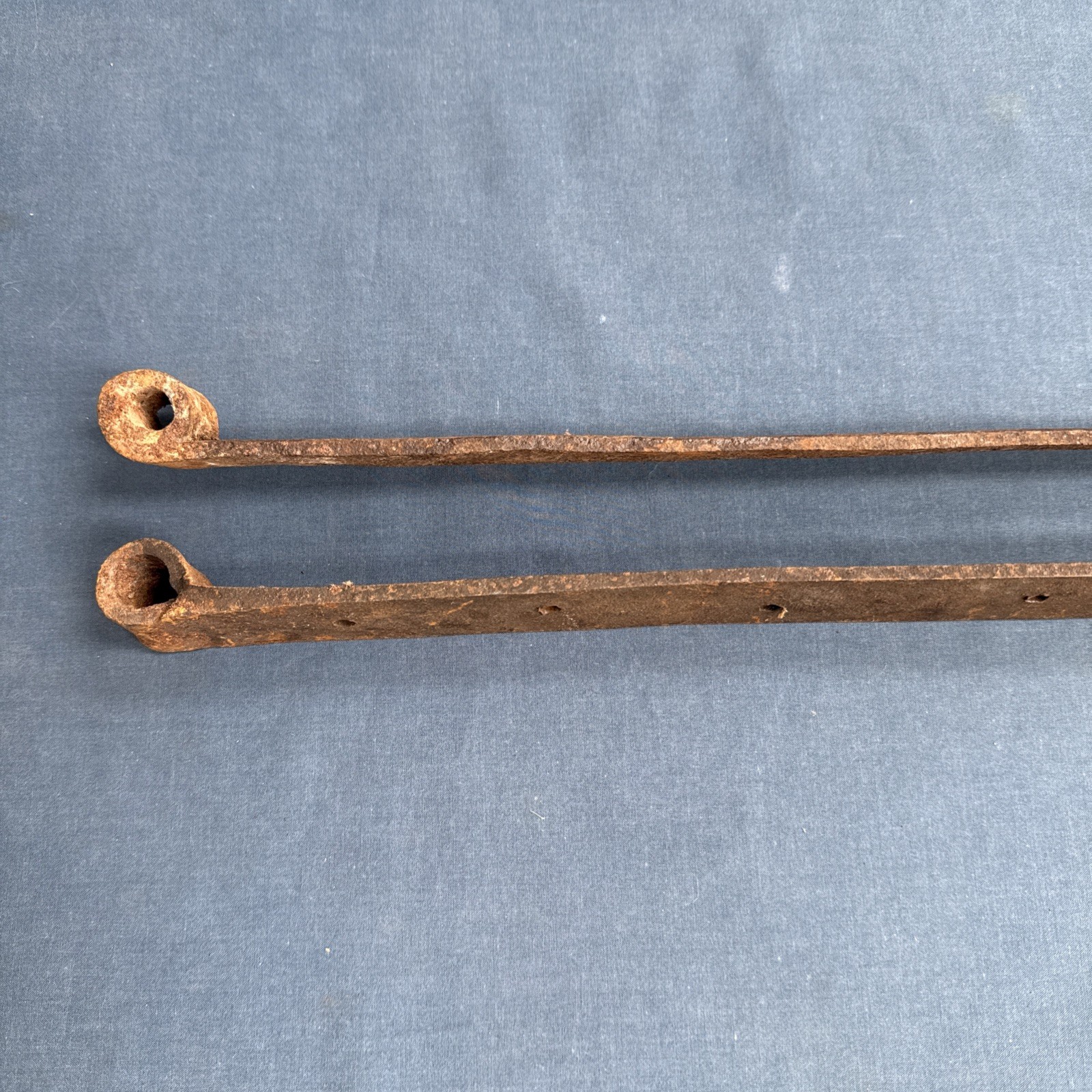 2 Large Antique Strap Hinges Wrought Iron Barn Door Hardware 30 1/4″ & 29 3/4″