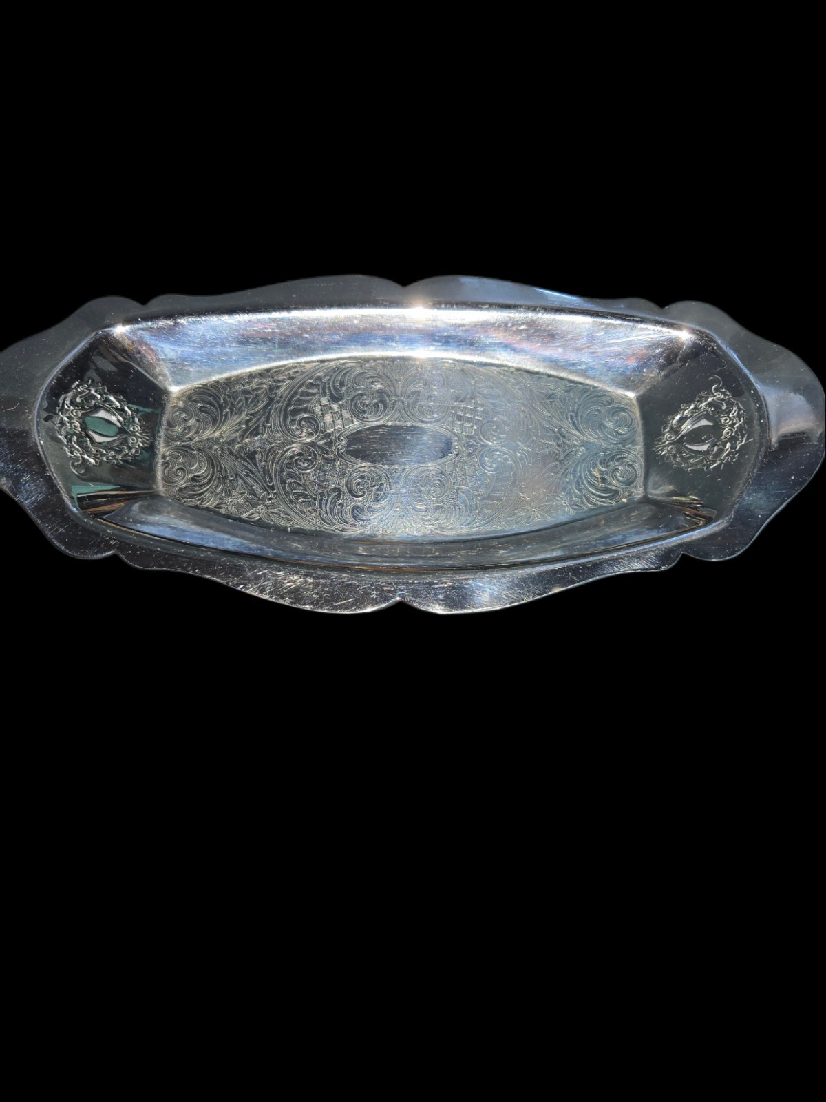 Krome Kraft Farber Bros Silverplate Relish Tray Ornate Design Vintage Post-1940