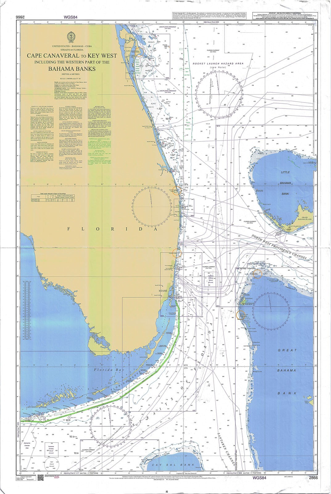 Admiralty 2866 Cape Canaveral To Key West Straits Of Florida Marine Map Charts