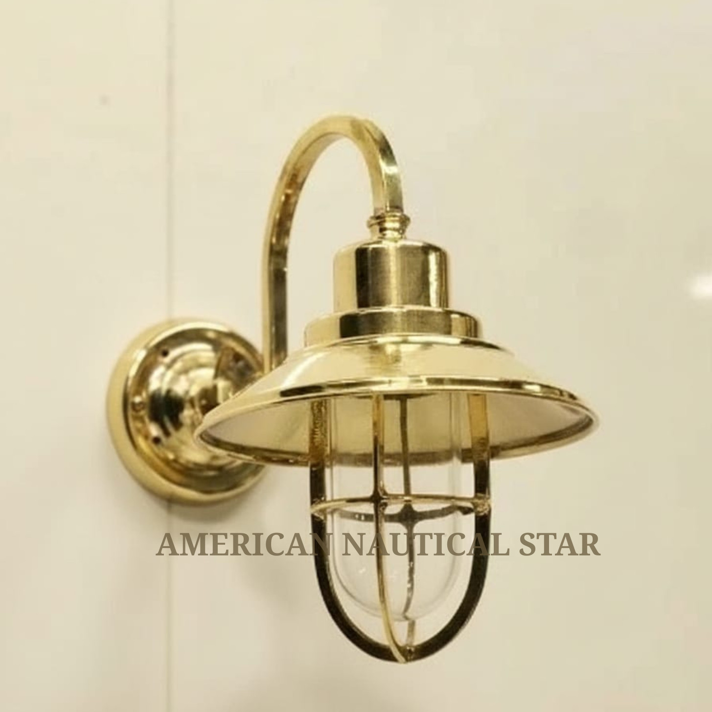Nautical Maritime Brass Angled Wall Passageway Light Fixture With Shade
