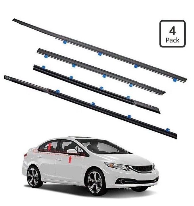 Window Molding Trim Seal for Honda Civic 2012-2015 Accessories, Outer Door Black