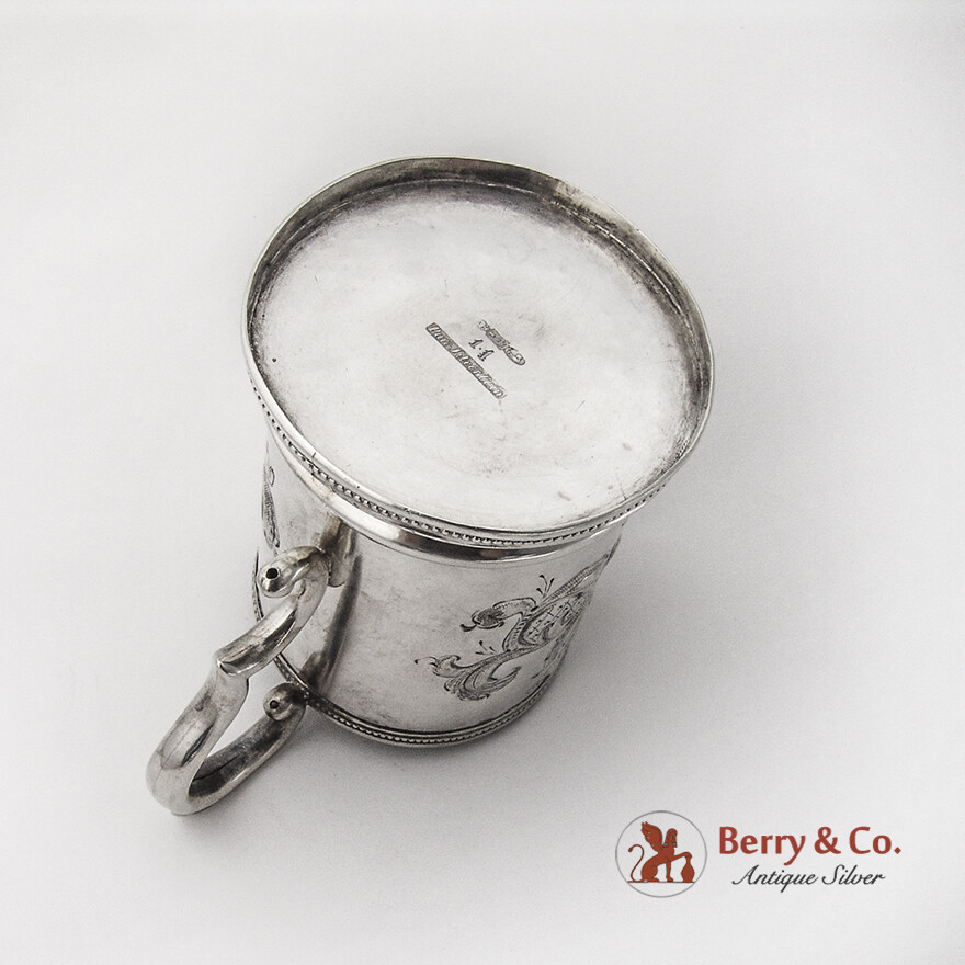 Repousse Floral Shell Scroll Childs Cup Tifft Whiting Coin Silver 1850