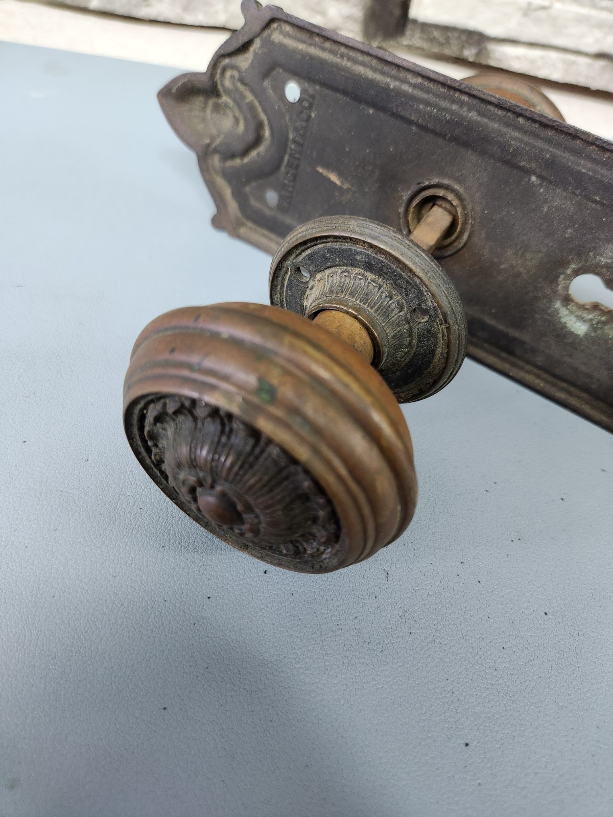 Antique Sargent & CO Solid Bronze Victorian Door Knob And plates 1900’s