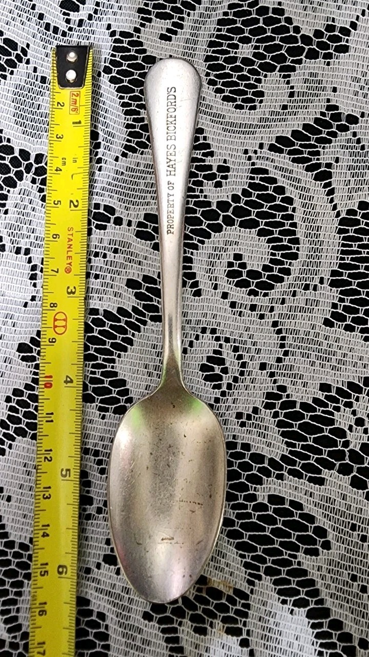 😎VICTOR S. CO VTG PROPERTY OF HAYES BICKFORD’S SILVERPLATED TEASPOON/SPOON