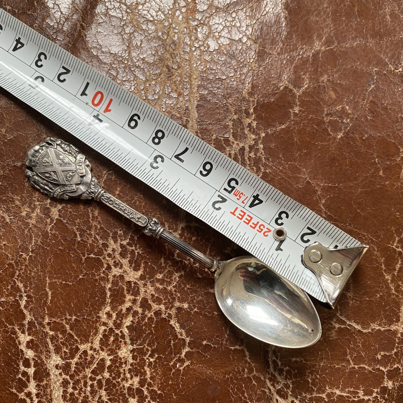 Rare Antique Sterling Silver Spoon Native American Montreal Coat Arms Souvenir