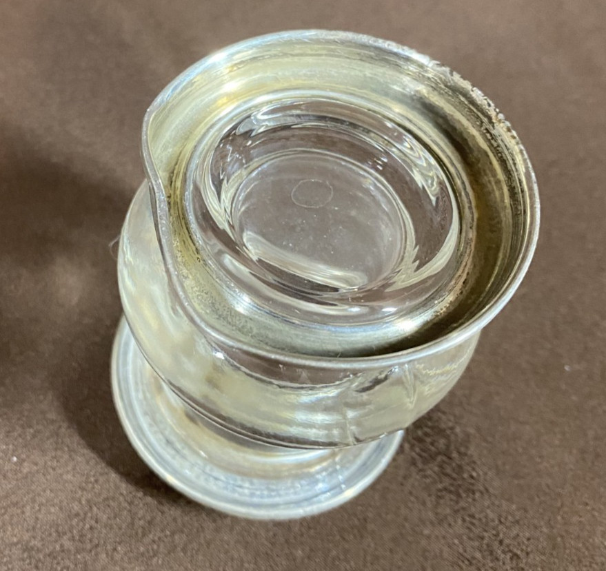 Vtg Frank M. Whiting Sterling Silver & Glass Toothpick Holder 3 1/4” *BENT BASE*