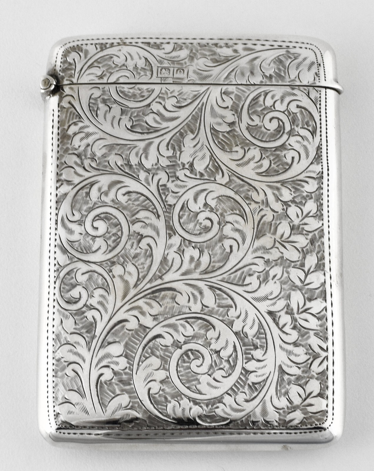 Antique George V Solid Silver Card Case, Birmingham, 1913